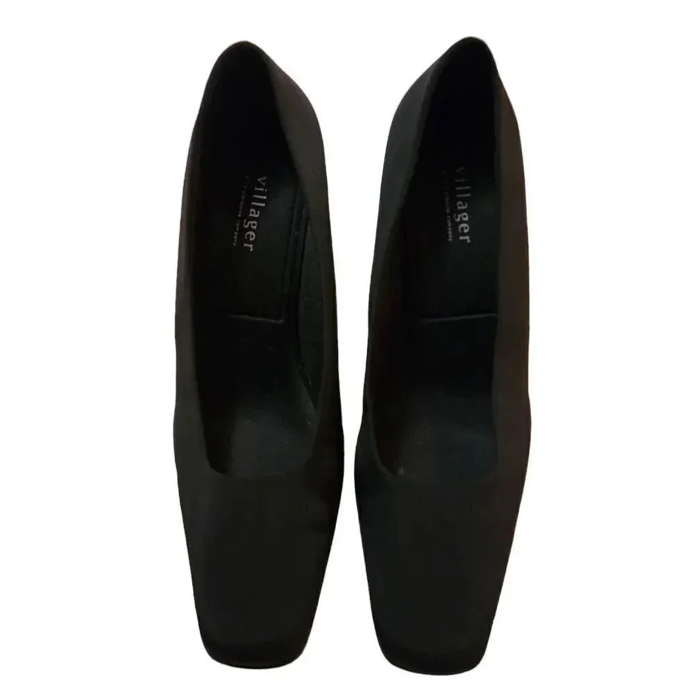 Villager Liz Claiborne Aris 2 Pumps Black Women's 2" Heel Slip On Shoes Size 10M